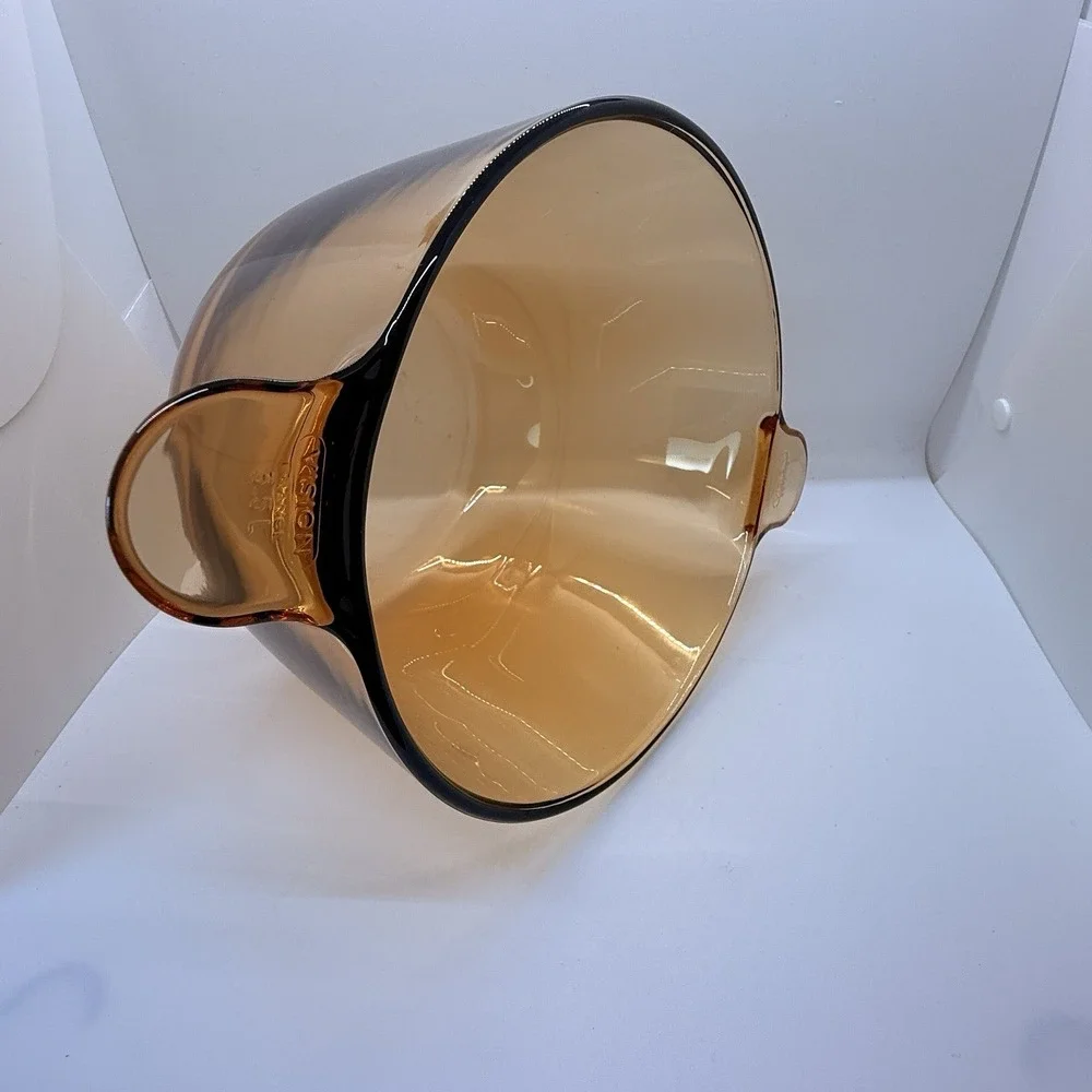 Vintage Corning Visions 3.5L Amber Stockpot Made in France 1980s Retro
